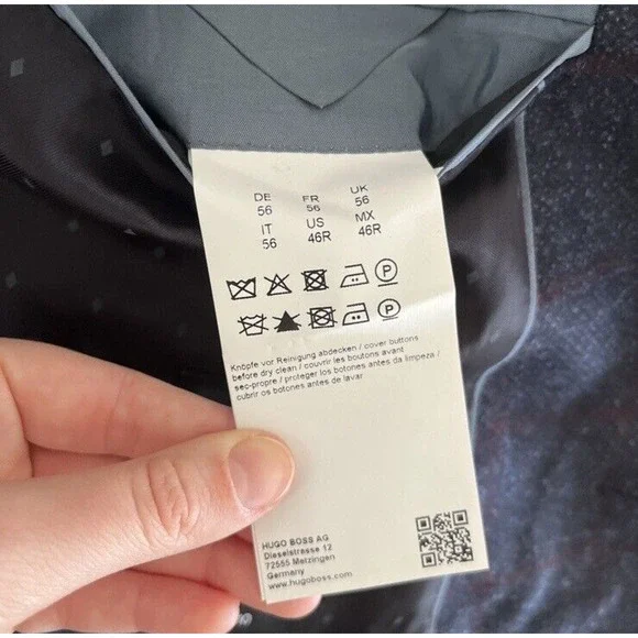 Hugo Boss Blazer Mens 46 R Super 110 Croatia 3 Button Blue Plaid Reda - Picture 16 of 16